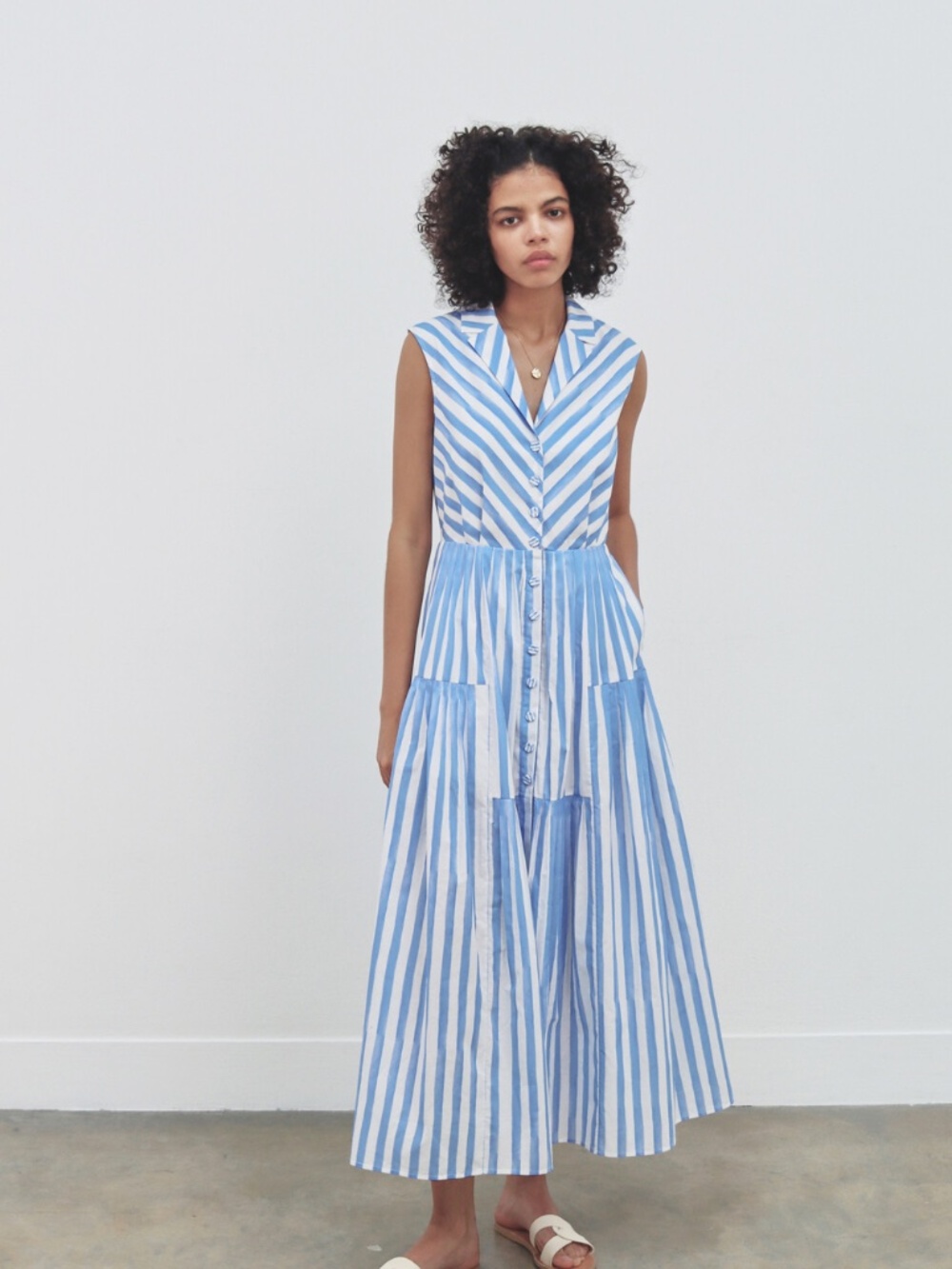 Saloni Blue Striped Arya B Dress, Formal or Dress Down